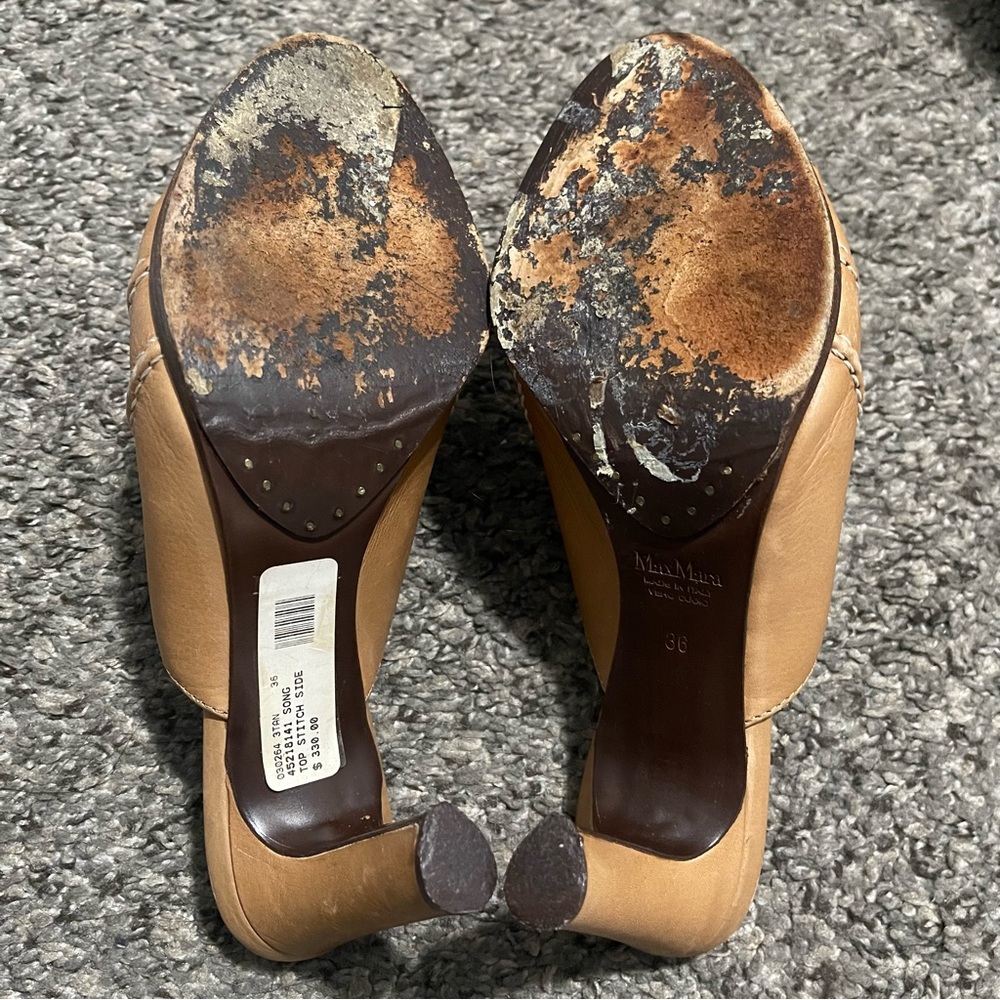 MaxMara Song Top Stitch Slide Heels Size 6 - Picture 14 of 14